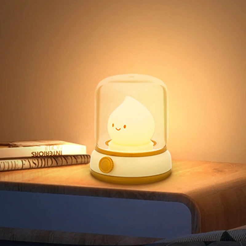 Bonita lámpara de llama, vela, luz nocturna, lámpara decorativa LED de escritorio, lámpara nocturna recargable por USB, regalo creativo para niños para dormitorio