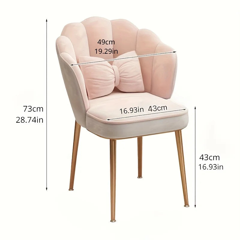 1 silla de maquillaje con respaldo en forma de pétalo, silla casual para dormitorio, sala de estudio, sala de estar y dormitorio universitario
