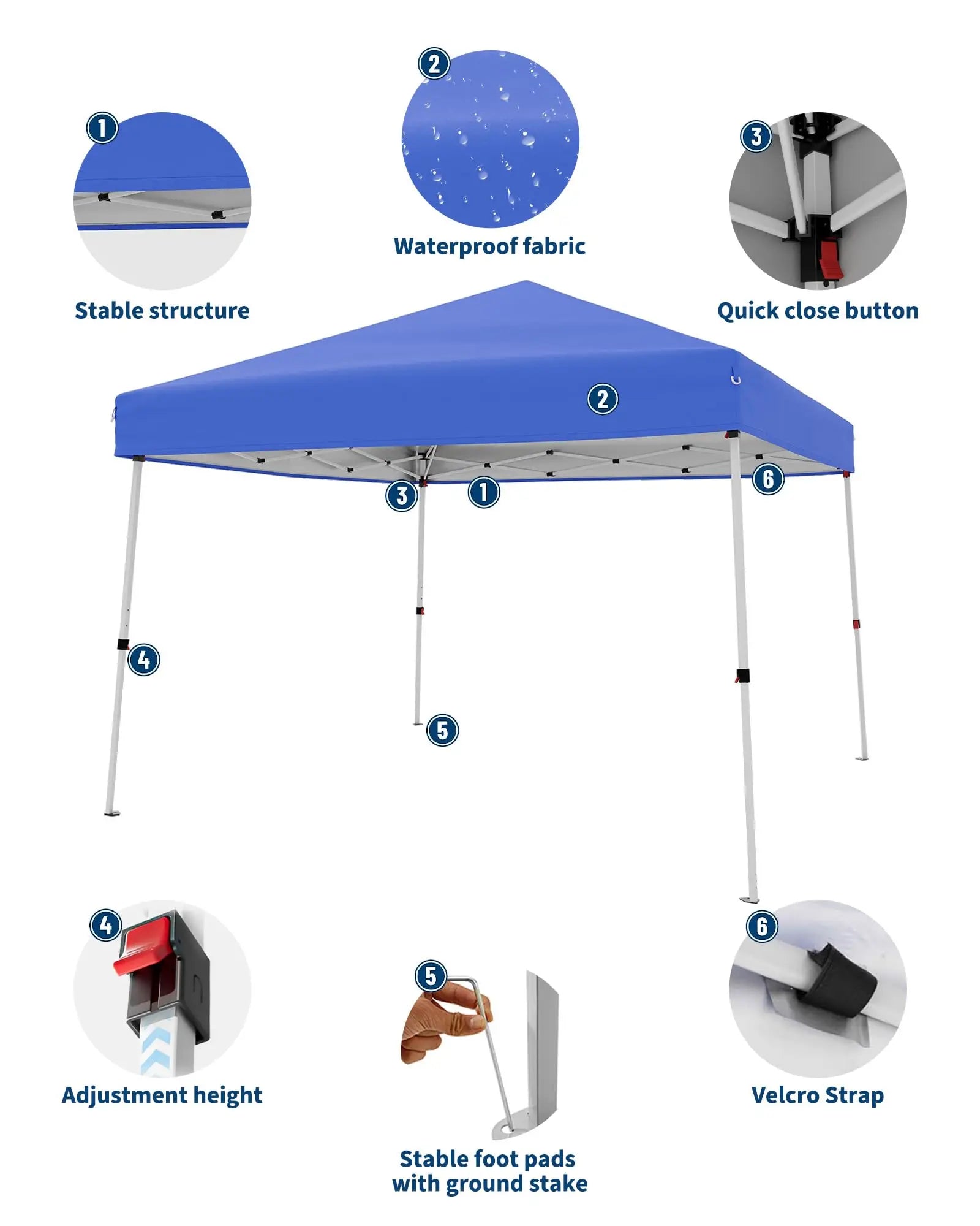 Tienda de campaña plegable de 3 x 3 m, patas inclinadas, refugio instantáneo para exteriores con protección UV, impermeable, con bolsa de transporte para patio, jardín, playa