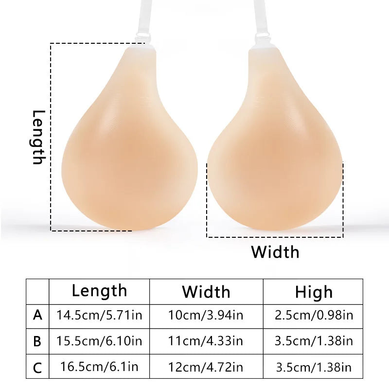 Sujetador de realce con forma de cuchara y tirantes para antideslizamiento, recogido invisible y sin costuras, parche de silicona para el pecho