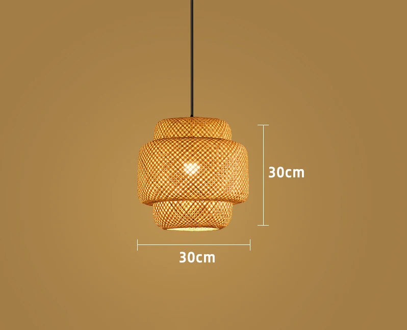 Lámpara colgante de bambú de 30 cm, ratán natural, mimbre, E27, LED, candelabros, pantallas tejidas a mano, accesorio de iluminación, luz colgante