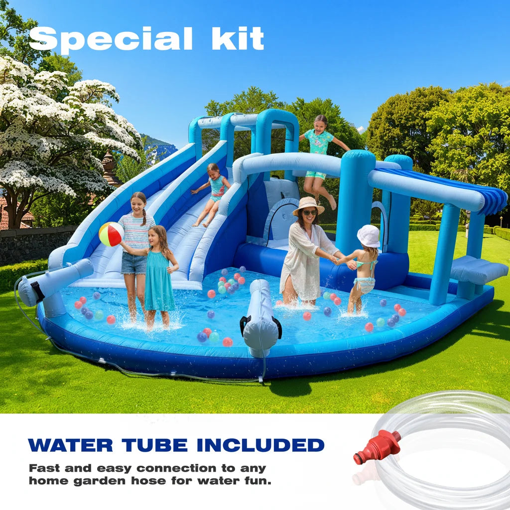 Tobogán de agua para adultos y niños, toboganes de agua dobles, casa inflable con tobogán de agua, parque acuático, casa inflable para niños