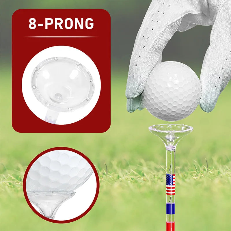 PGM 50 unidades 83mm Tees de Golf de Plástico Copa Grande Transparente con Bandera de EE. UU. Accesorios TE021-A