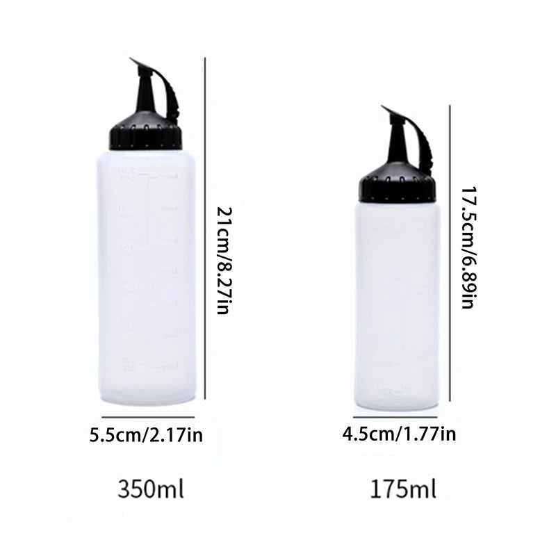 Botellas de condimentos exprimibles grandes de 175ML/350ML con boquillas para ketchup, salsas BBQ, aceite de oliva, dispensador de botellas de salsa exprimible