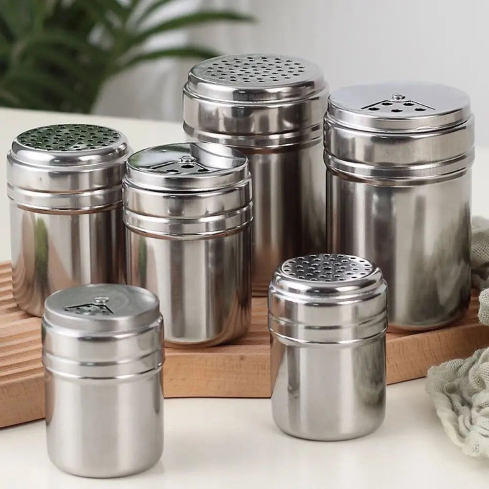 Tarro de condimentos de acero inoxidable multiusos, botella de sal y azúcar, tapa giratoria, aparatos de cocina, salero y pimentero, tarro de especias