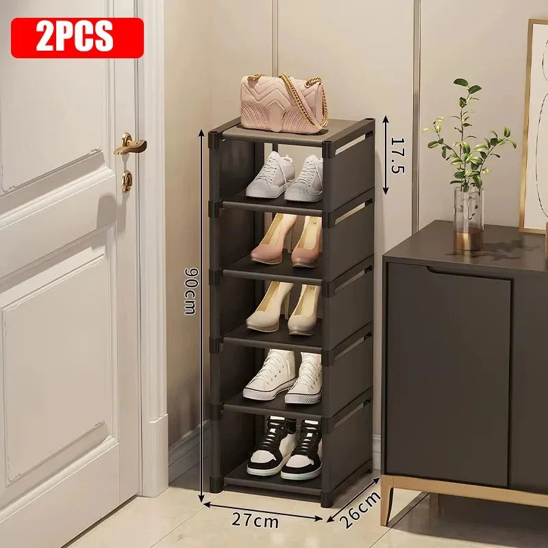 Zapatero apilable Organizador Tela no tejida Ahorro de espacio Entrada/Armario/Almacenamiento debajo de la cama Organización del hogar Fácil montaje