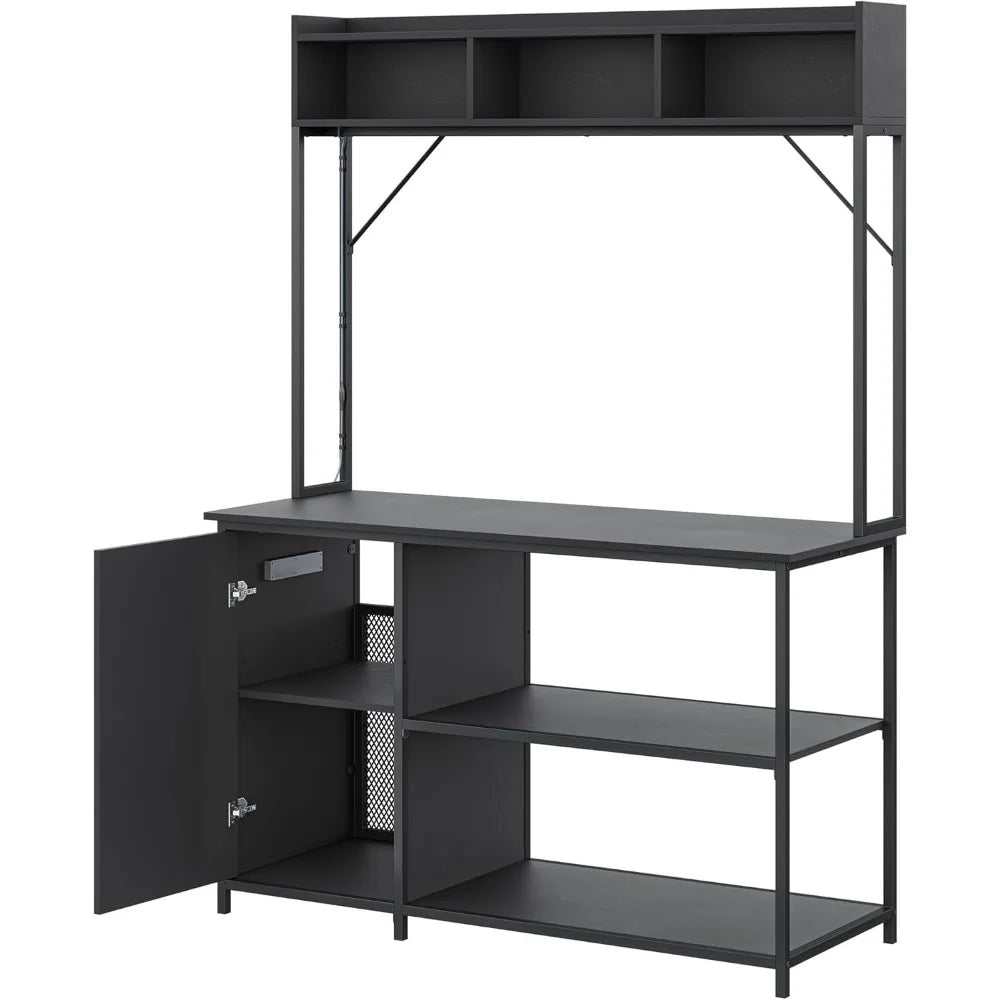 Mueble de 208-340 litros para acuario con luces LED, gabinete estriado para guardar accesorios de pecera, metal de alta resistencia y tomas de corriente