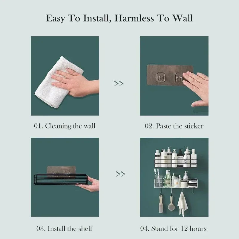 Estante de almacenamiento para inodoro, estantería de baño, esquinera sin taladro, soporte de estante para ducha, soporte de pared para accesorios de baño, organizador de champú