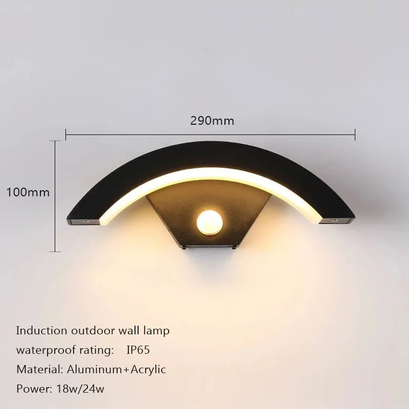 Lámpara de pared semicircular IP65 impermeable para exteriores con sensor Luces de jardín Calle Pasillo Escaleras Jardín Porche