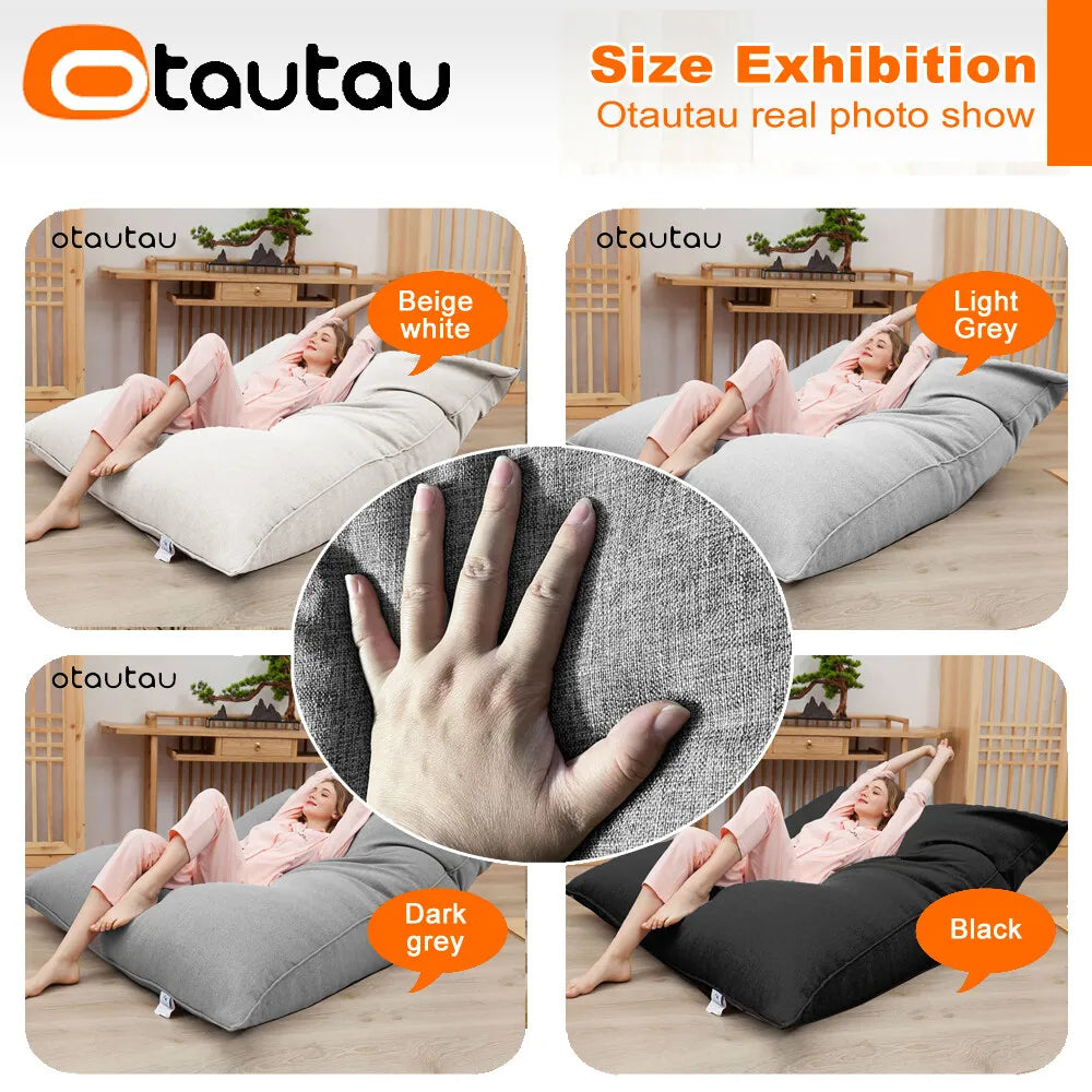 OTAUTAU Funda de Almohada de Lino y Algodón Sofá Doble Cama Funda Cuadrada Sillón Reclinable Puf Sillón Tumbona Asiento de Suelo Sofá DD008