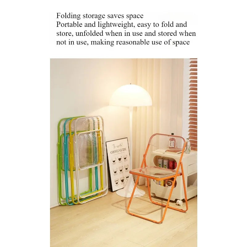 Silla plegable de celebridad de Internet, silla transparente acrílica, foto de silla terminada sin silla, taburete plegable simple de cristal para comedor