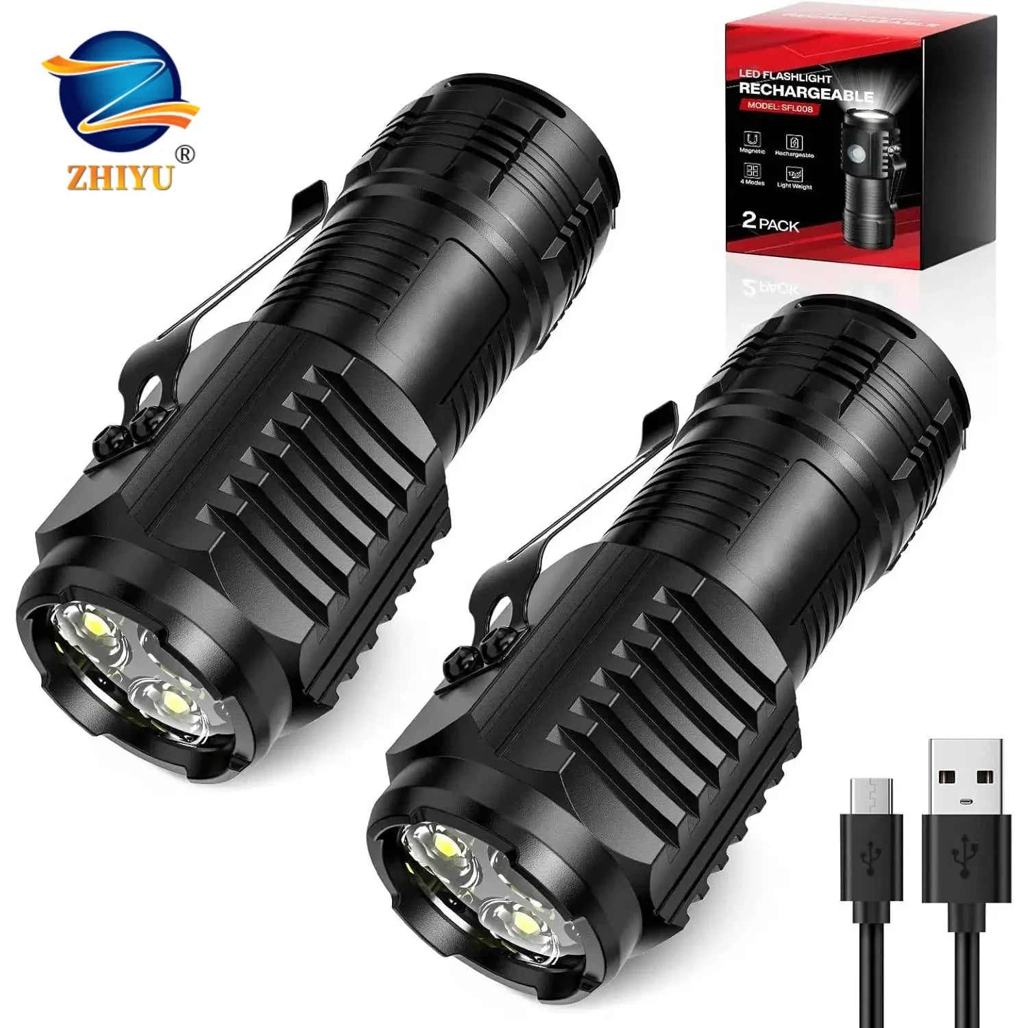 Portable Mini LED Handheld Flashlight Powerful Fingertip Torch Outdoor Waterproof Hiking Camping Flash Light with Pen Clip