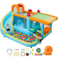 Castillo inflable de 14x10 pies, tobogán acuático húmedo y seco 12 en 1 con soplador de 450 W, castillo hinchable para niños para interior, exterior y jardín