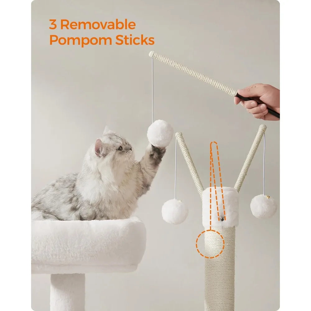 Árbol para gatos con arenero oculto, torre moderna para gatos de 59 pulgadas, condominio 2 en 1 con postes rascadores, cojín extraíble lavable