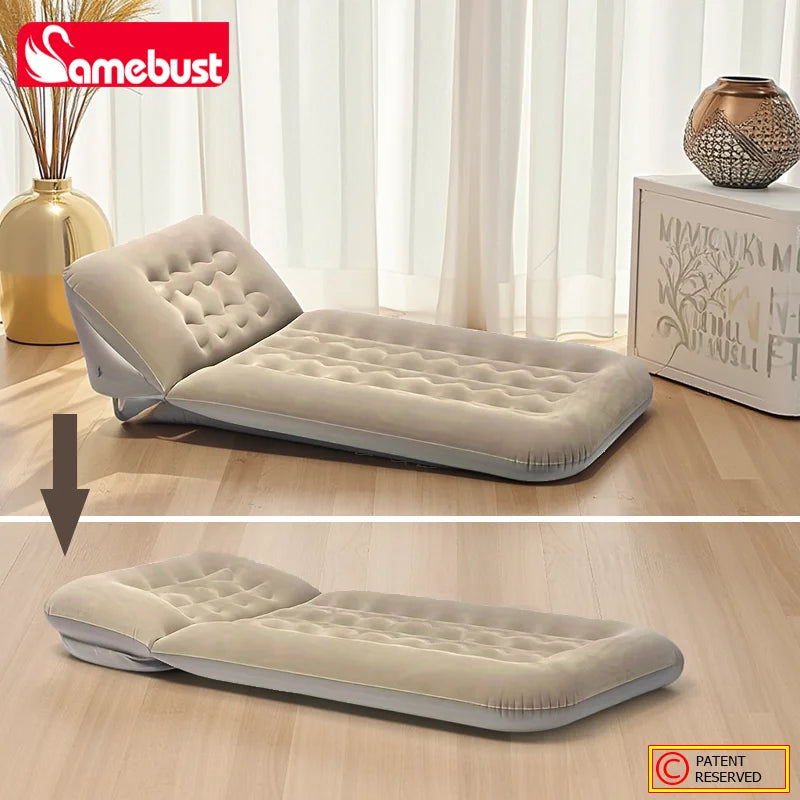 CAMEBUST Colchón de aire interior plegable inflable Sofá cama ajustable Colchoneta para dormir para uso en el hogar y al aire libre Marrón/Gris