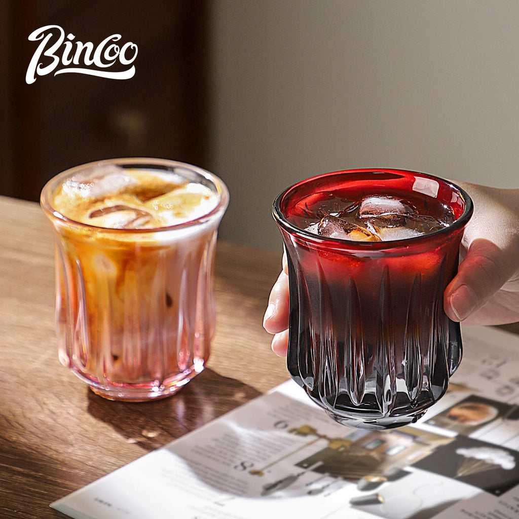Bincoo Taza de Café de Alta Gama Elegante Cristal Retro para Americano Dirty Flat White Espresso y Latte Disponible en 90/200/240/400ml