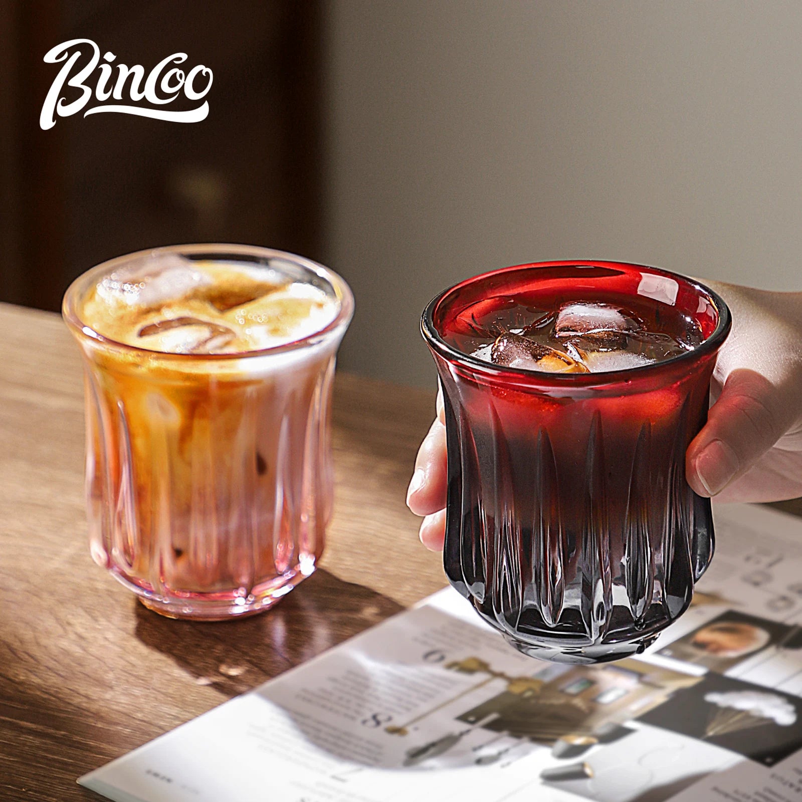 Bincoo Taza de Café de Alta Gama Elegante Cristal Retro para Americano Dirty Flat White Espresso y Latte Disponible en 90/200/240/400ml