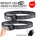 Linterna frontal de 500 lúmenes recargable por USB, sensor de movimiento, LED brillante, para correr, pescar, faro, luz con sensor infrarrojo