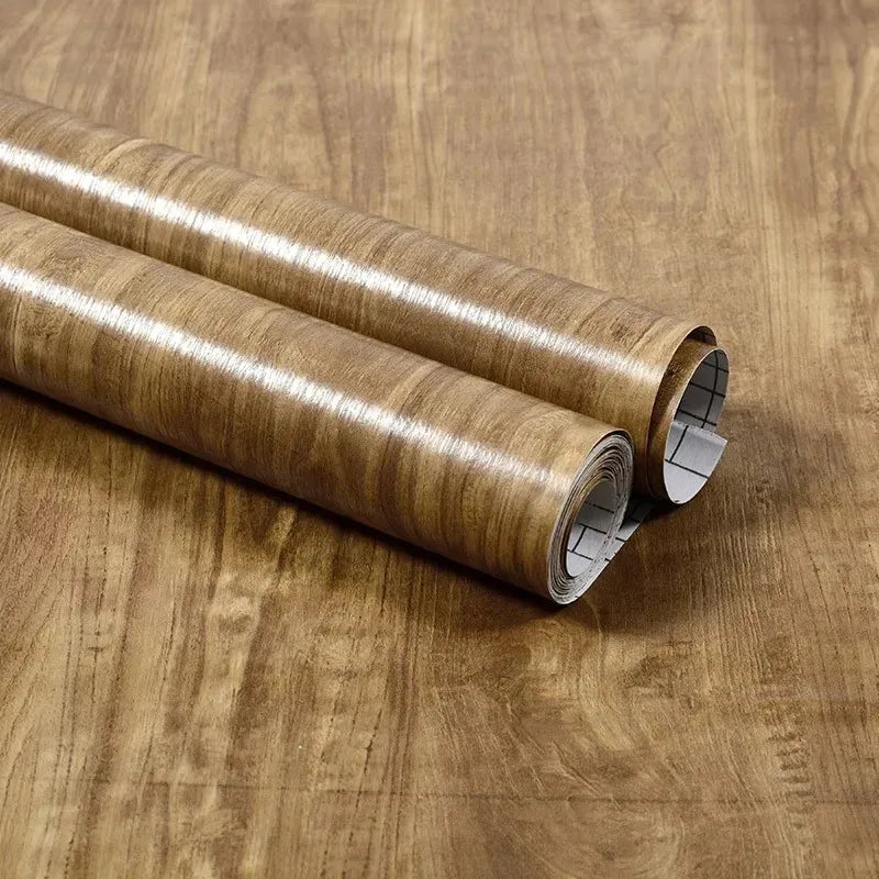 40CM Thickened Waterproof Wood Grain Stickers Self-adhesive PVC Wardrobe Cabinet Desktop Modern Furniture Decorative Wallpaper ﻿