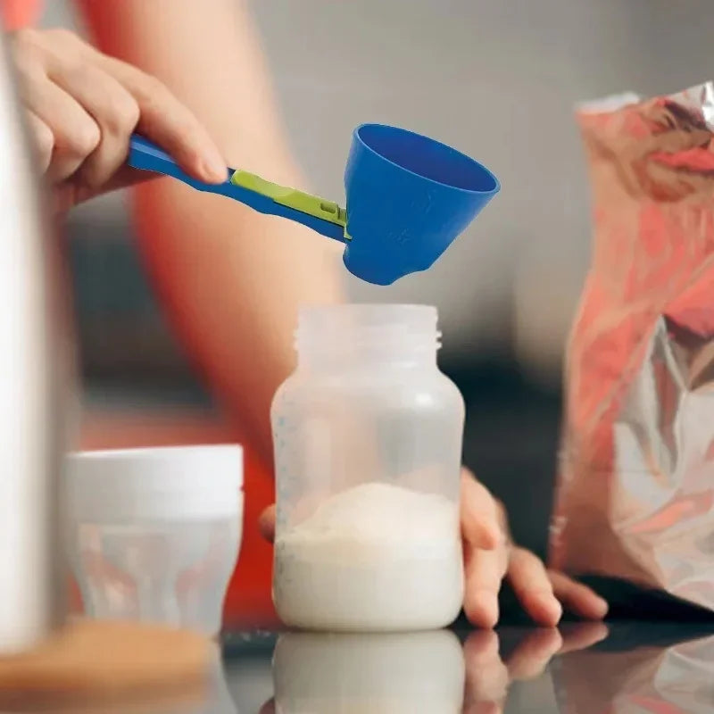 Cuchara dosificadora de proteína de PP duradero y sin desorden - Embudo deslizante para leche y suplementos, utensilio de cocina para todas las ocasiones