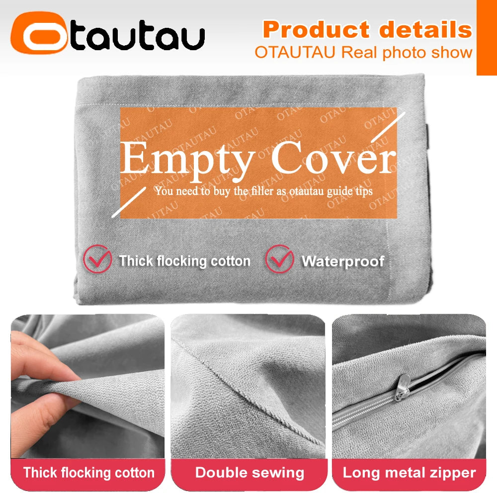 OTAUTAU Funda Gruesa Impermeable de Algodón para Puf Sin Relleno Silla Puf de Exterior Puf Sofá Tumbona Reclinable Sac DD023
