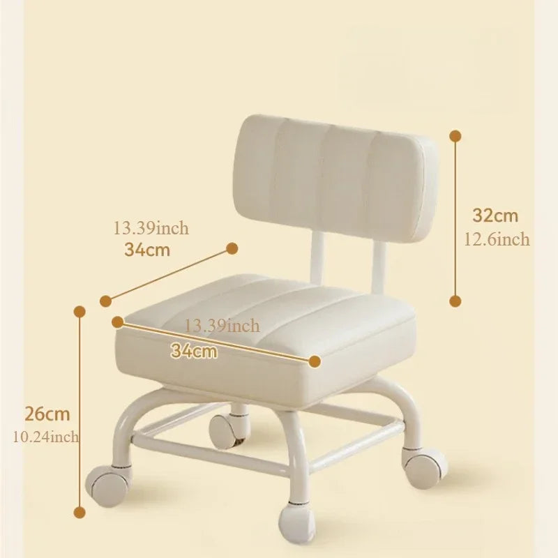 Taburete Pequeño Respaldo Rueda Universal Taburete Blando Sofá Infantil Mesa de Centro Silla Pequeña Polea Taburete Bajo Taburete Portátil