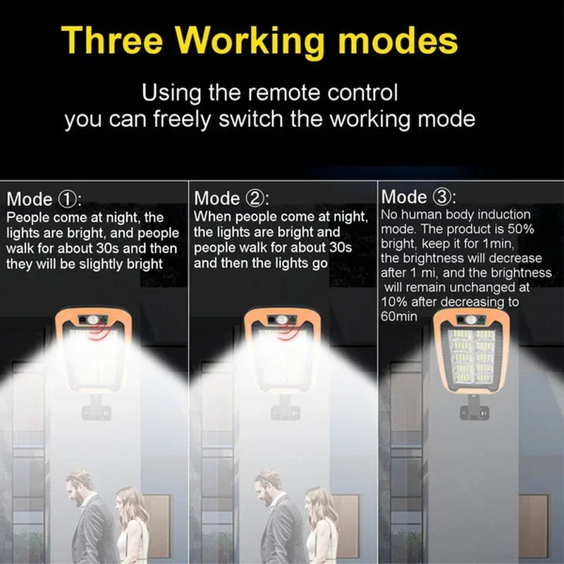 Farolas Solares Exterior, Lámpara Solar Con 3 Modos De Luz Control Remoto Impermeable Sensor De Movimiento Iluminación para Jardín Patio Camino