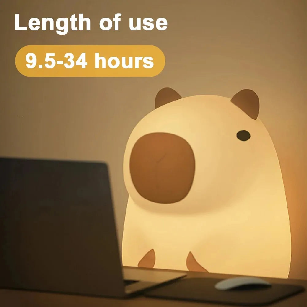 GGbingo Luz de noche recargable con diseño de capibara, novedad, regulable, lámpara de noche para guardería, lámpara táctil de silicona, lámpara de palmada para habitación de niños