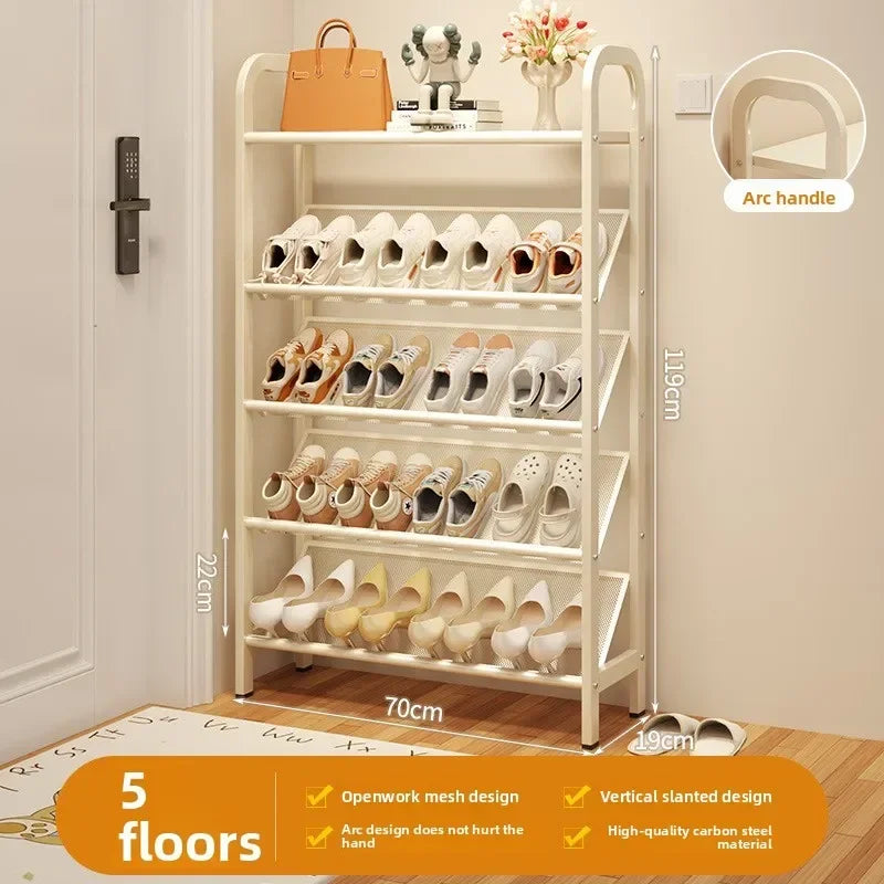 Zapatero de acero para puerta, doméstico, sencillo, ahorro de espacio, metálico, multi-capa, armario estrecho para zapatos
