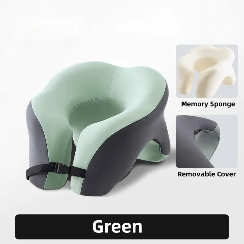Almohada de viaje portátil en forma de U de espuma viscoelástica, almohadas para dormir, almohada para siesta de oficina, cojín cervical para coche o avión, soporte ergonómico para la cabeza