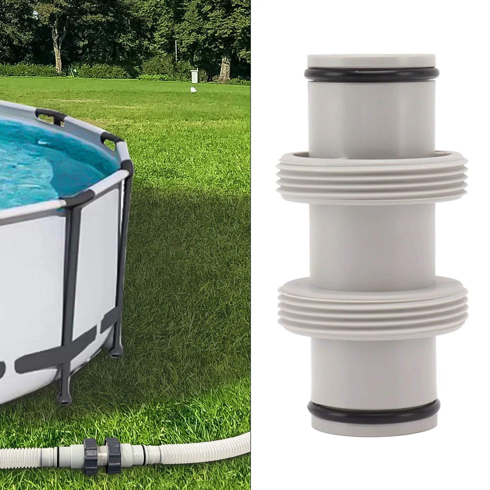 Pool Hose Connector 1.5in To 1.5in Pool Hose Adapter Replacement Elastic Rubber  Antileak Straight Joint for Salt System