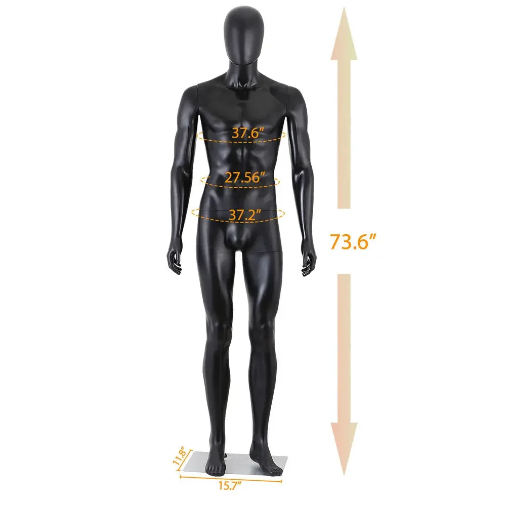 Maniquí de hombre de cuerpo entero, altura 73'', ajustable, para exhibición, color negro