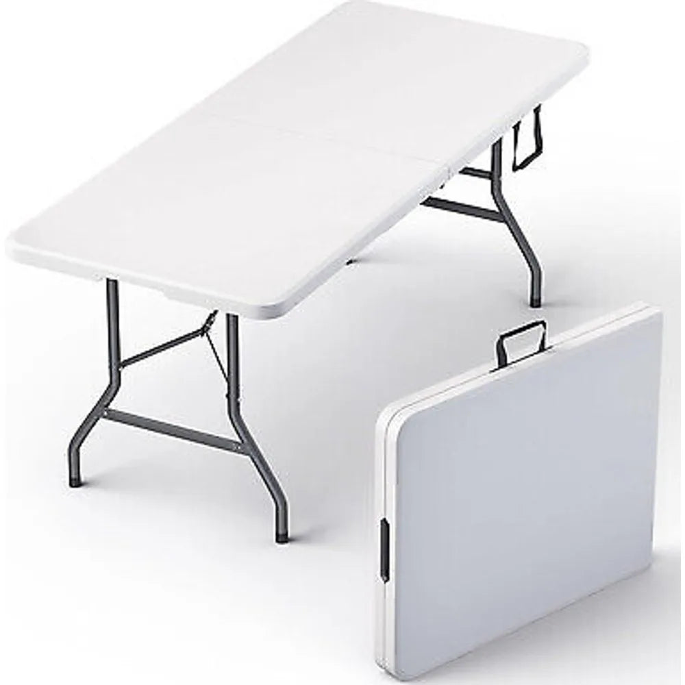 Mesa plegable de plástico USADA de 4/6 pies - Perfecta para comer y fiestas en interiores/exteriores