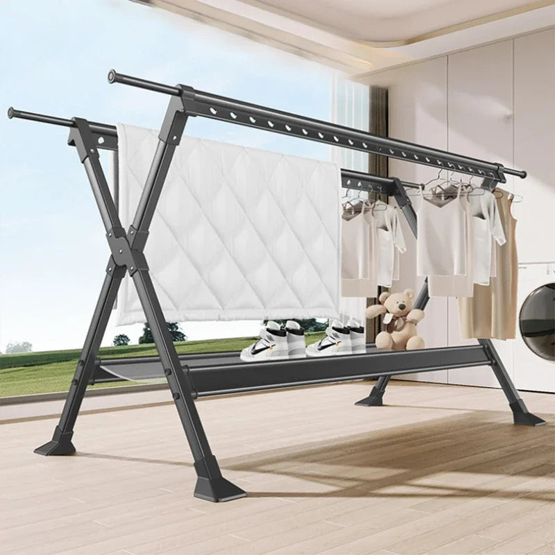 Tendedero de pie a techo Estante de secado plegable de aleación de aluminio para exteriores de instalación gratuita Tendedero de ropa para niños