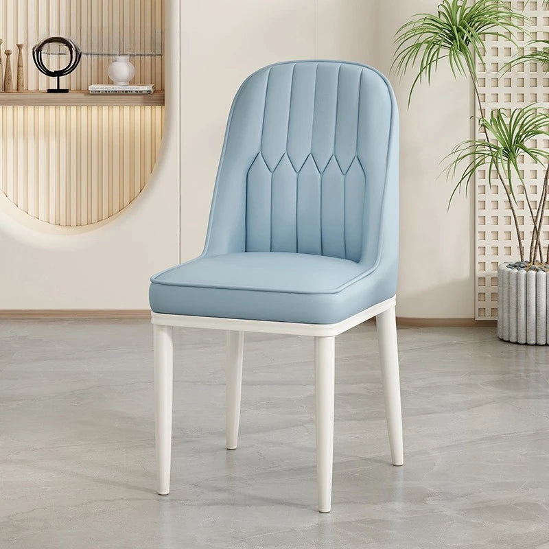 Silla de Comedor Moderna Tapizada Acolchada Color Crema con Respaldo Alto Suave Minimalista para Cocina Comedor Cafetería Hotel Taburete Muebles para el Hogar