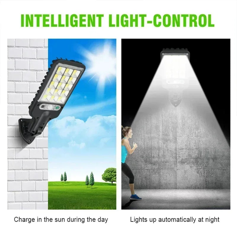 Farolas solares para exteriores, lámpara solar con 3 modos de luz, sensor de movimiento impermeable, iluminación de seguridad para jardín, patio, sendero.