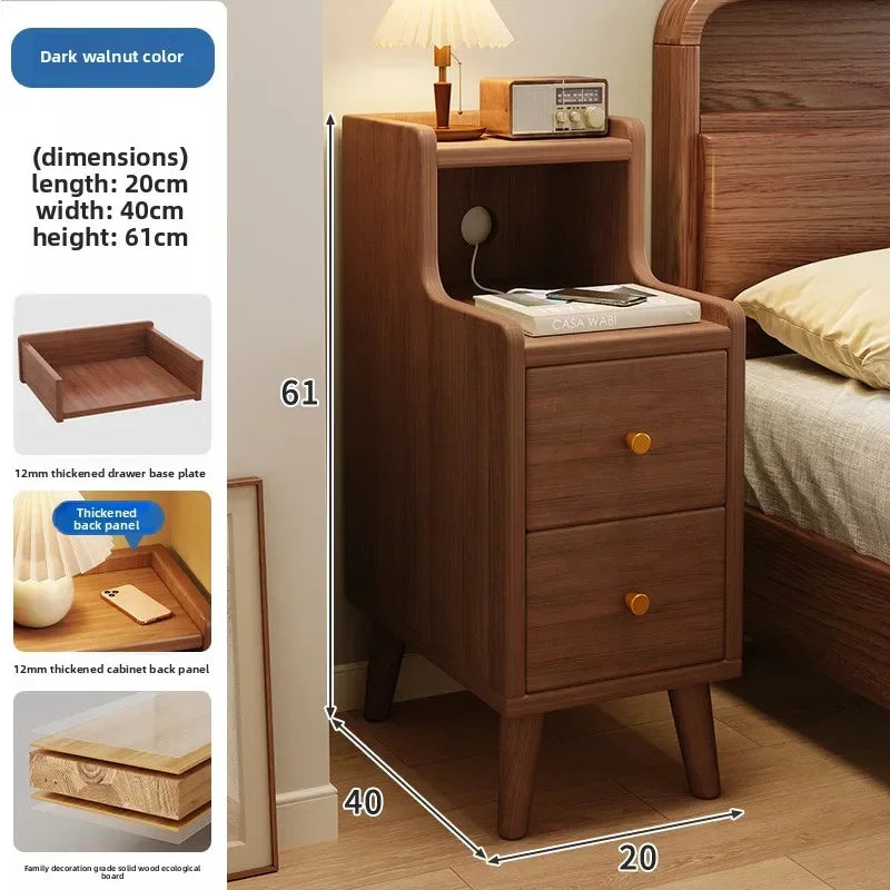 Muebles de hogar Mesita de noche Pequeña mesita de noche con almacenamiento Estrecho mueble de dormitorio Mesita de noche