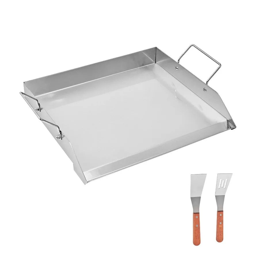 Plancha de Acero Inoxidable 18x16 pulgadas, Placa Rectangular Universal para Parrilla de Gas, Teppanyaki, Portátil, para Barbacoa Familiar, Co