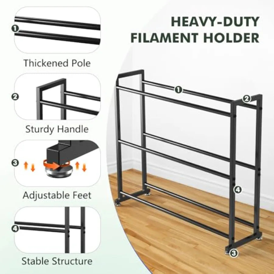 Estante de almacenamiento de filamento 3D de 3 niveles - Estante de filamento para impresora 3D de alta resistencia para 30 rollos Estante de metal para carretes de filamento PLA ABS TPU S