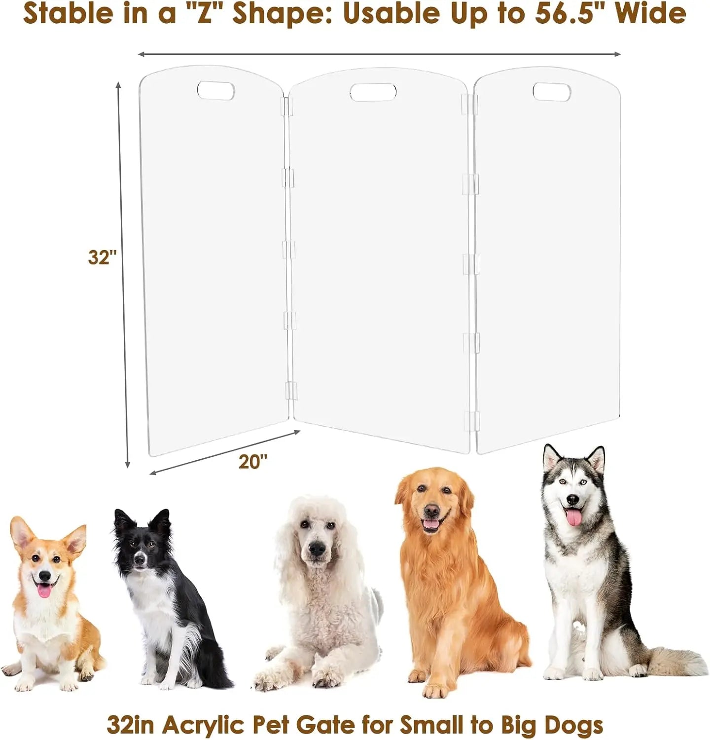 Barrera Plegable de Acrílico Transparente para Mascotas - 81 cm de Alto, para Puertas y Escaleras, Valla Interior para Perros y Gatos