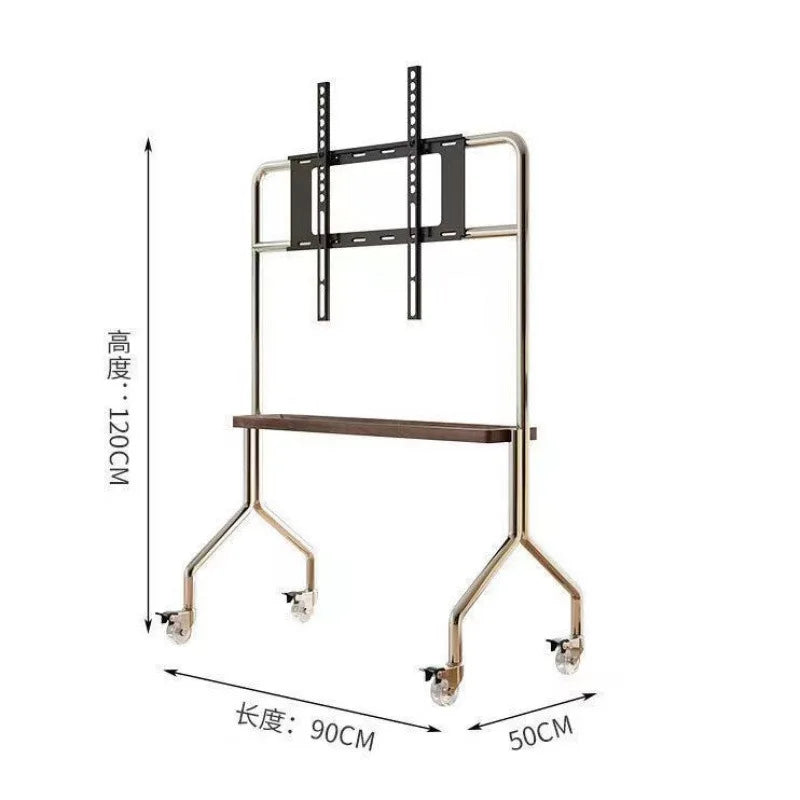 Soporte de suelo para TV de acero inoxidable, carro vertical móvil con ruedas, soporte de TV para sala de estar, dormitorio, colgador universal, estante de almacenamiento