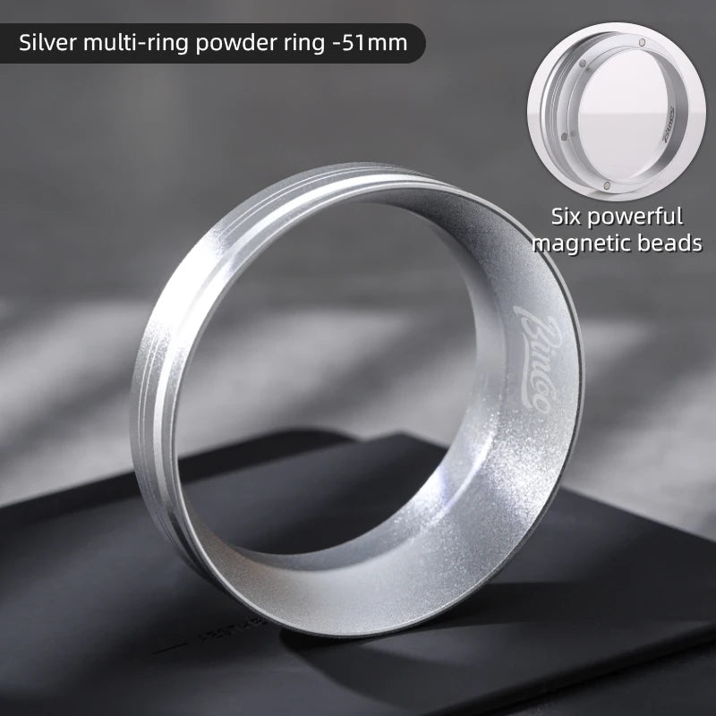 BINCOO 51mm 58mm Portafilter Dosing Ring, Magnetic Anti-Static Design for Strong Hold and Zero Coffee Spill During Prep