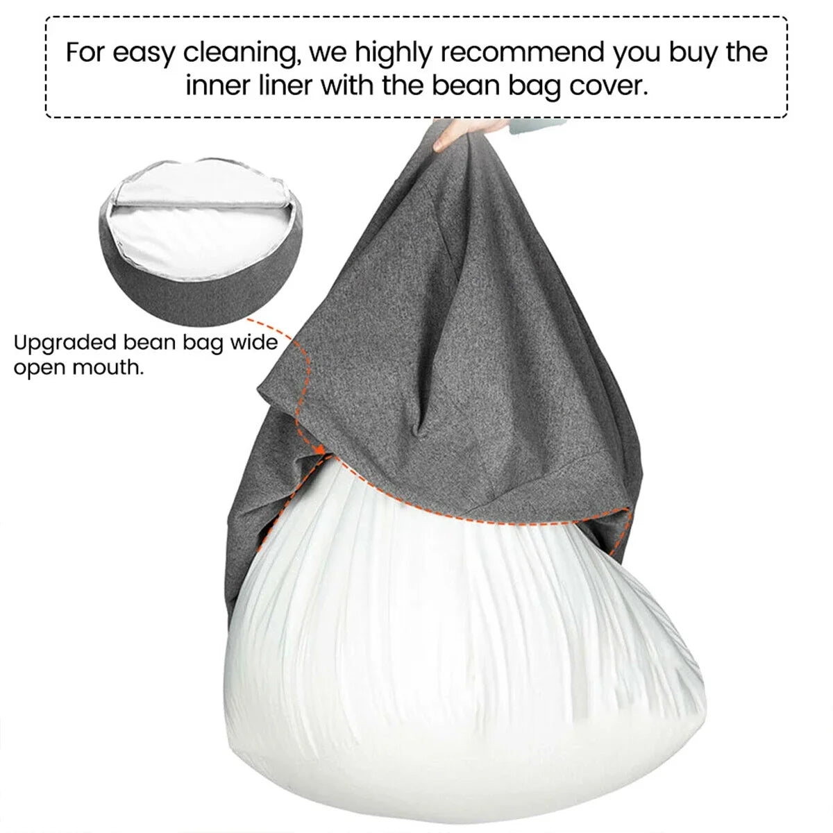 OTAUTAU Replacement Pouf Mesh Inner Liner Cover Without Filling Removable Washable Lazy Sofa Insert for Bean Bag Puff Couch Sac