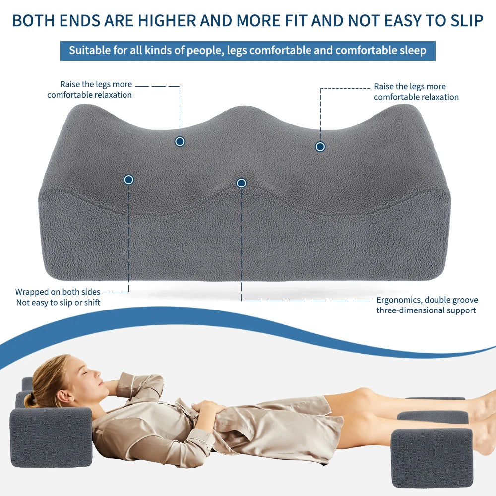 Almohadas de Piernas, Cojín de Piernas para Aliviar el Dolor de Cintura, Elevador de Piernas para Dormir para Cama, Sofá, Sillones Reclinables, Parte inferior antideslizante y dos bandas fijas