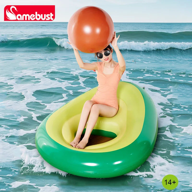 Camebust Aguacate Hinchable Flotante de PVC Anillo de Natación Flotadores de Piscina Tumbona Hinchable con Bola Hinchable para Decoración de Fiesta