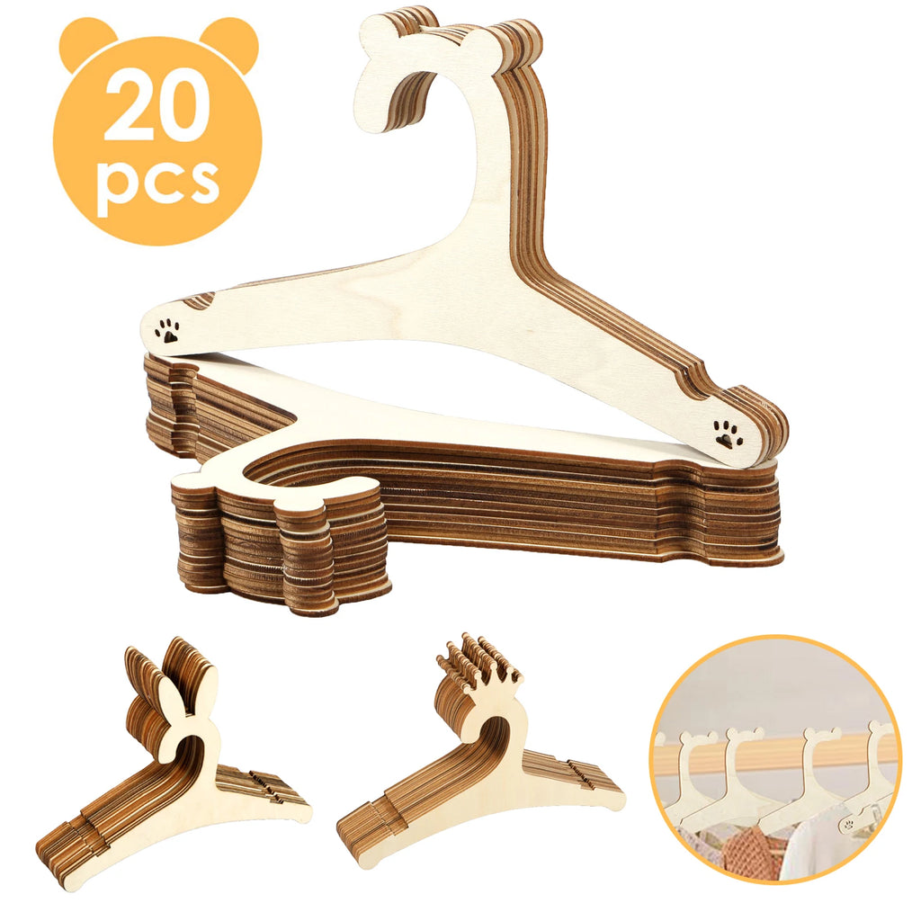 20 Perchas de Madera para Bebés, Lisas, Mini Perchas de Madera para Niños Pequeños, Estante para Ropa, Regalo para Niños, Hogar, Cuarto de Princesas para Niñas, Decoración de Guardería