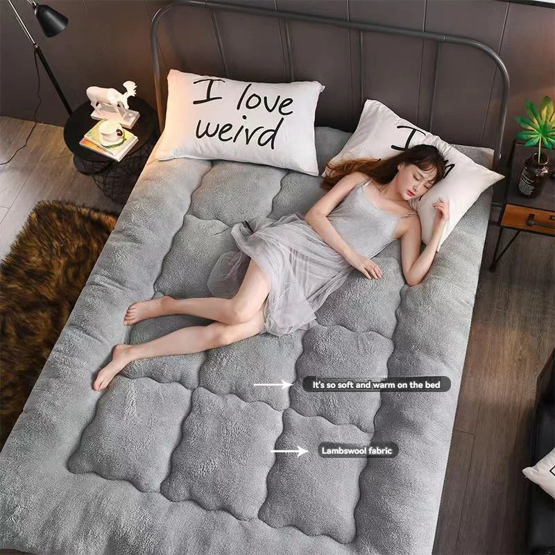 Winter padded lambswool mattress plus velvet dormitory home soft pad single and double warm pad quilt.