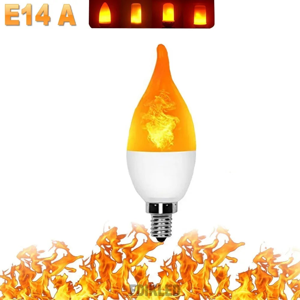 Bombillas LED con efecto de llama E14, 4 modos, luces LED con efecto de llama para fiestas, bombilla de simulación de fuego, decoración de jardín, lámpara parpadeante
