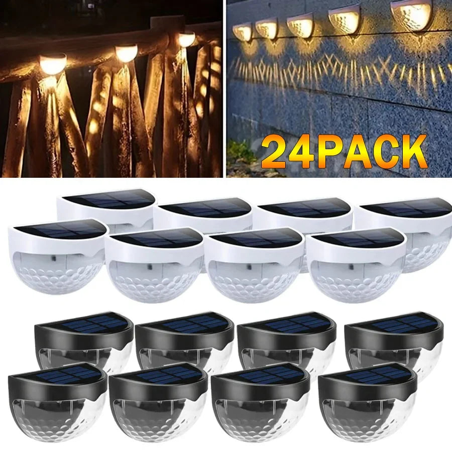 Luz solar de valla, exterior, impermeable, lámparas de pared, luz de energía para jardín, decoración de guirnalda LED para escalones de jardín, patio, escaleras, 1-24 unidades