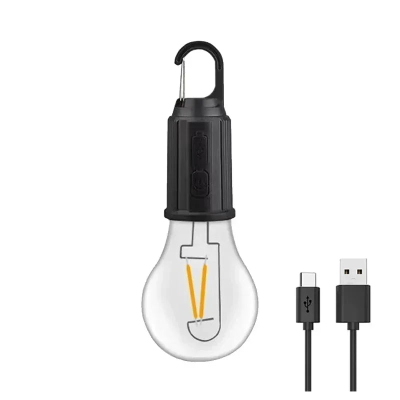 LED Solar Camping Lights USB Rechargeable Bulbs Lamp Dimmable with Hooks Vintage Light for Hiking Tent Lantern Outdoor Lighting